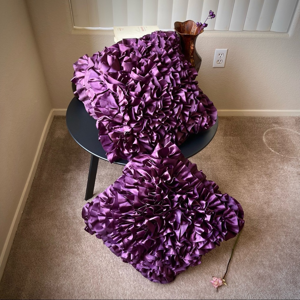 Set of 2 price firm Surya Prom Purple Ruffled Pillow 20x20x4, Down Fill